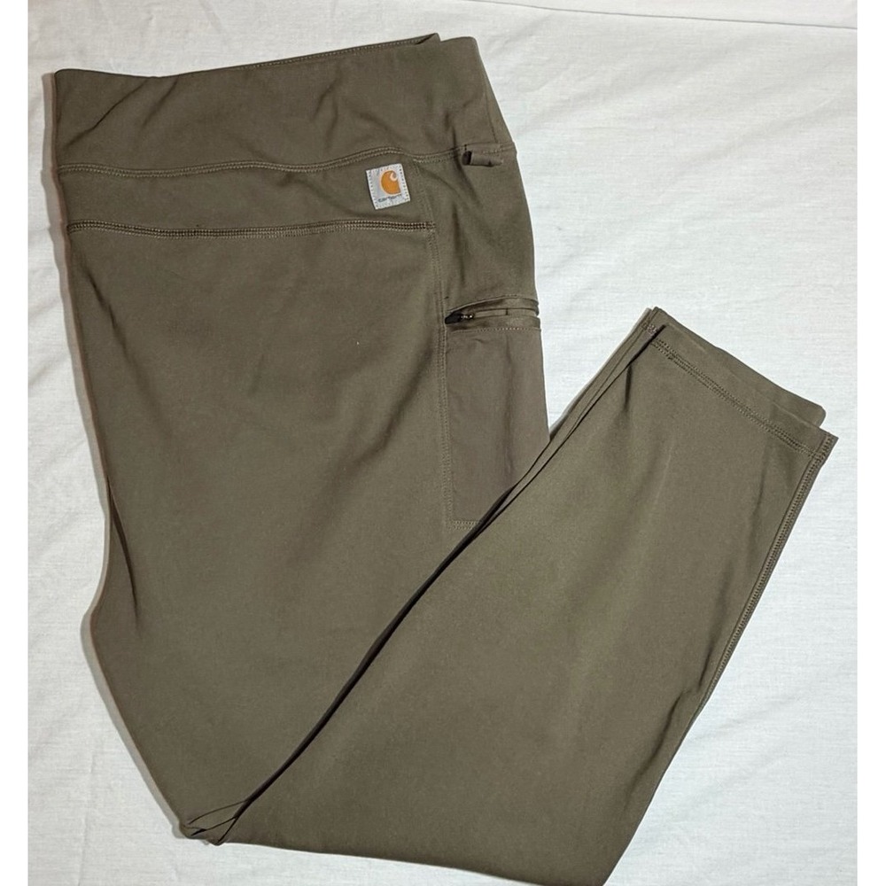 Women's Carhartt olive green workwear fitted leggings size 3X side pockets